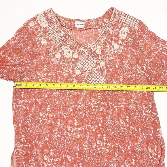 Chico Paisley Embroidery Floral Pattern Woman Blouse Size L - Picture 8 of 10